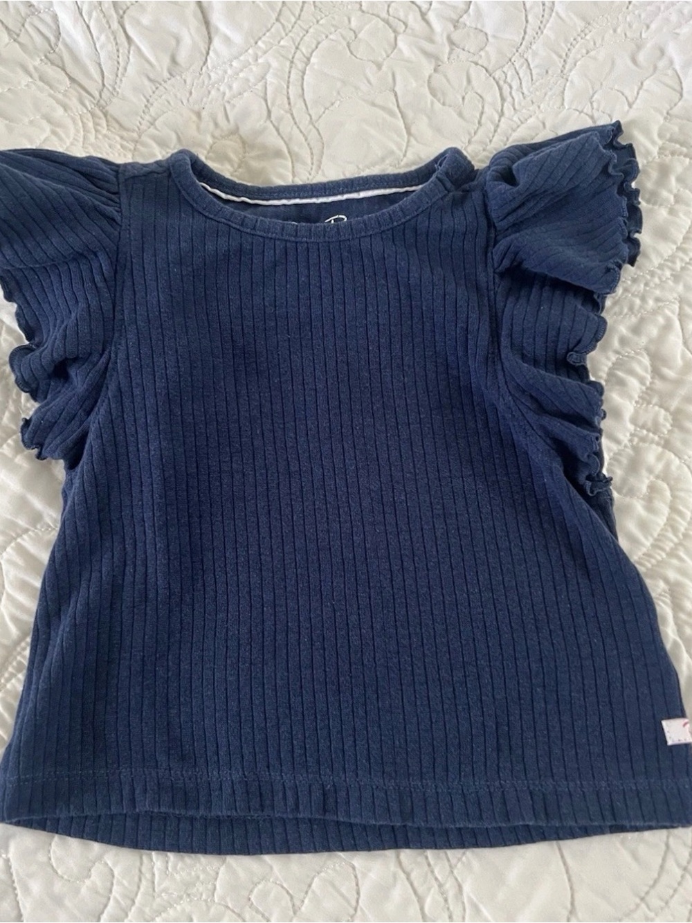 RuffleButts Navy Ribbed Ruffle Set - Picture 2 of 4